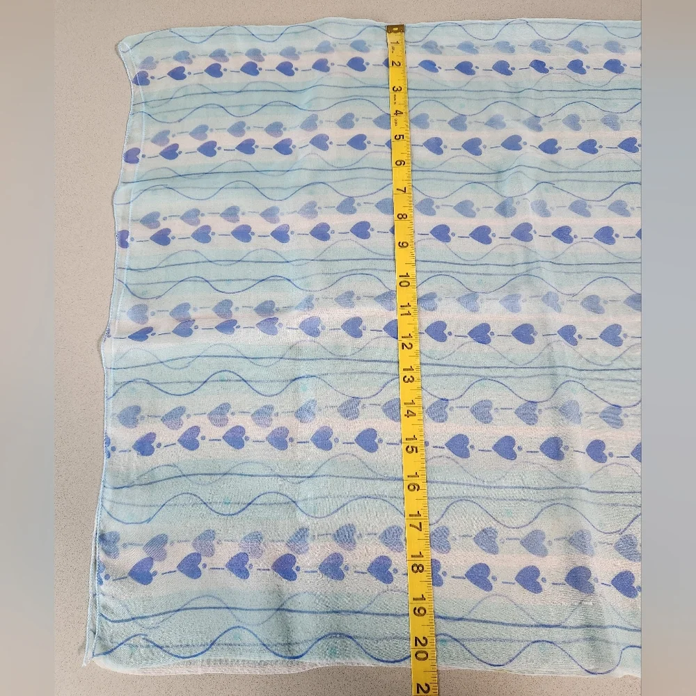 VTG Strings of Hearts 100% Silk Scarf ~LIGHT BLUE